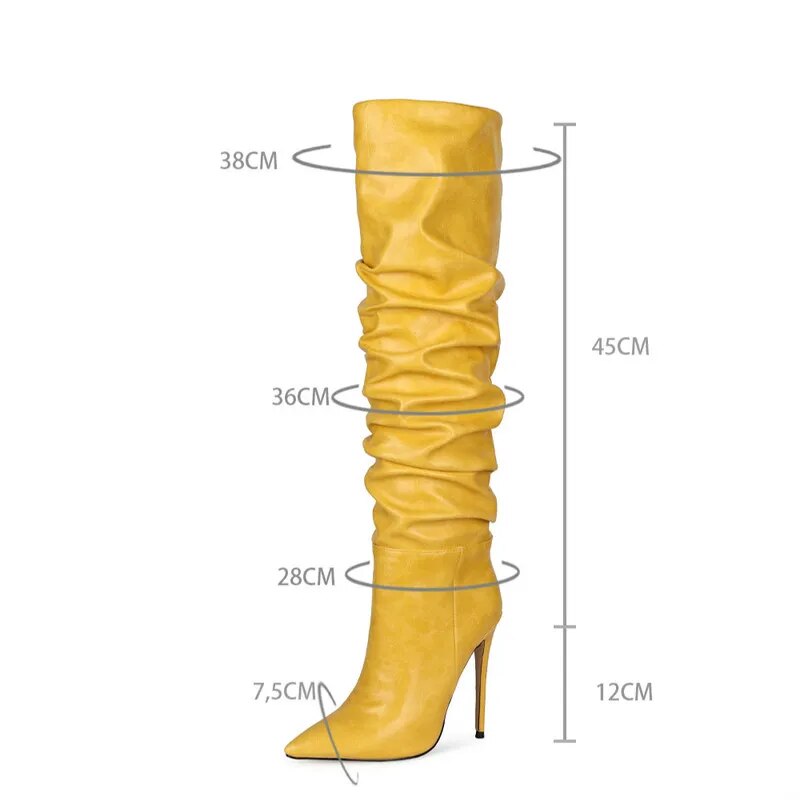 Pleated Knee-length Boots