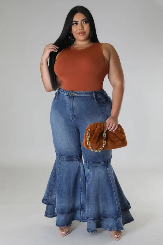 Plus size high waist flare leg pants