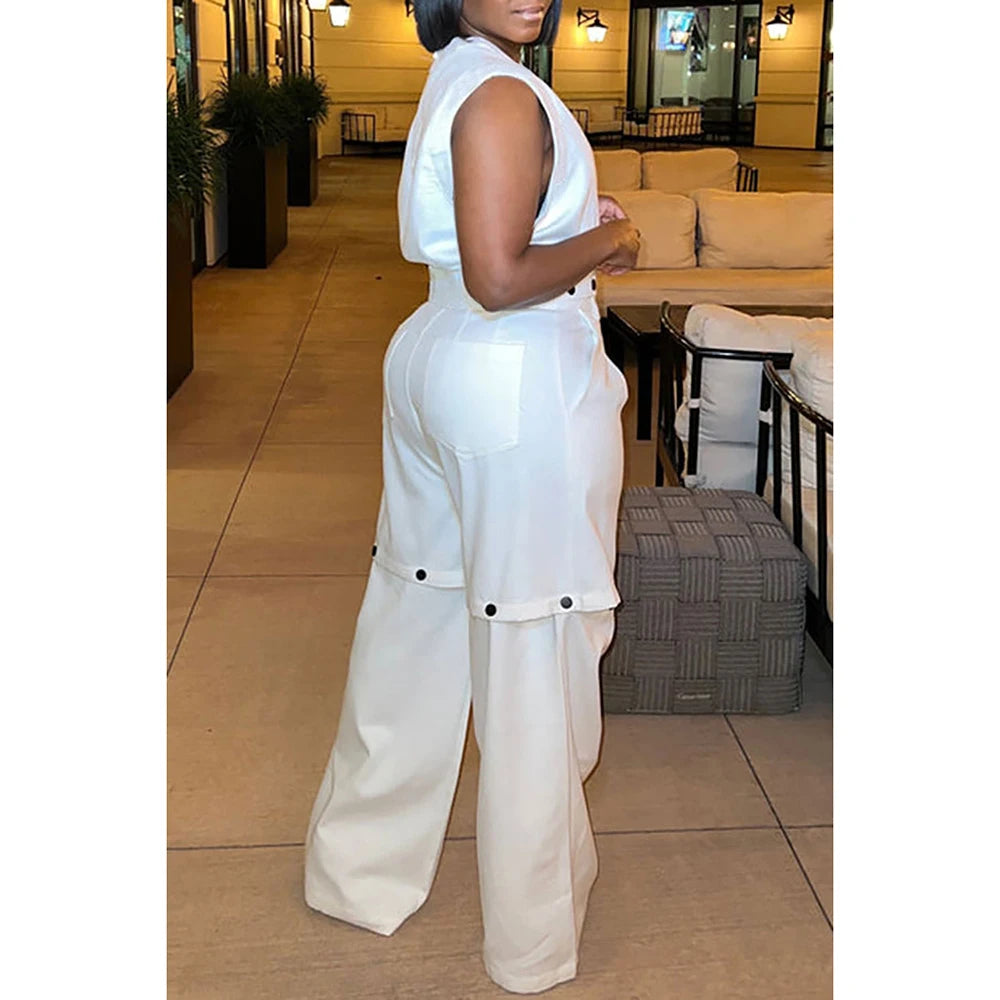 Plus Size Two Piece Pant Set With Pocket