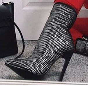 Rhinestone Mid Calf Boots