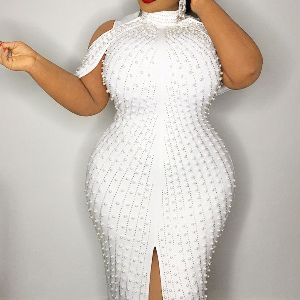 Plus Size Beaded Bodycon Dress - Nightlife Dresses