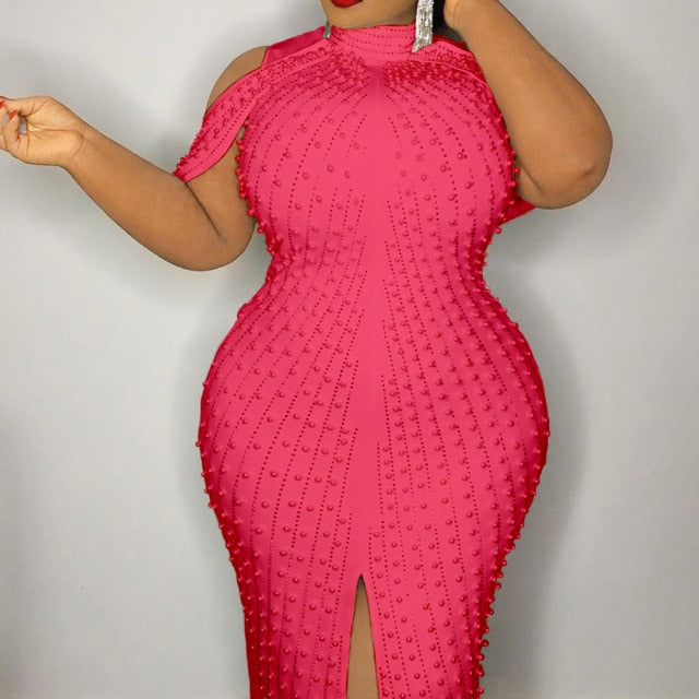 Plus Size Beaded Bodycon Dress - Nightlife Dresses